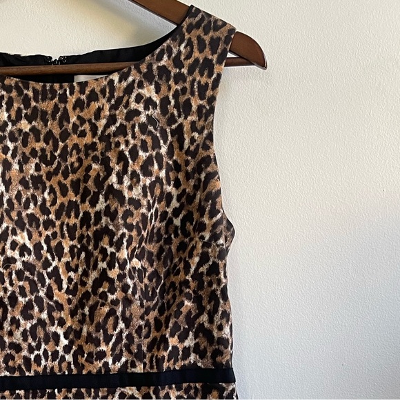 Ann Taylor LOFT Sleeveless Belted Midi Dress, Leopard Print, Size 8 - Picture 2 of 8
